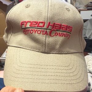 Beige Cap with Red Embroidery